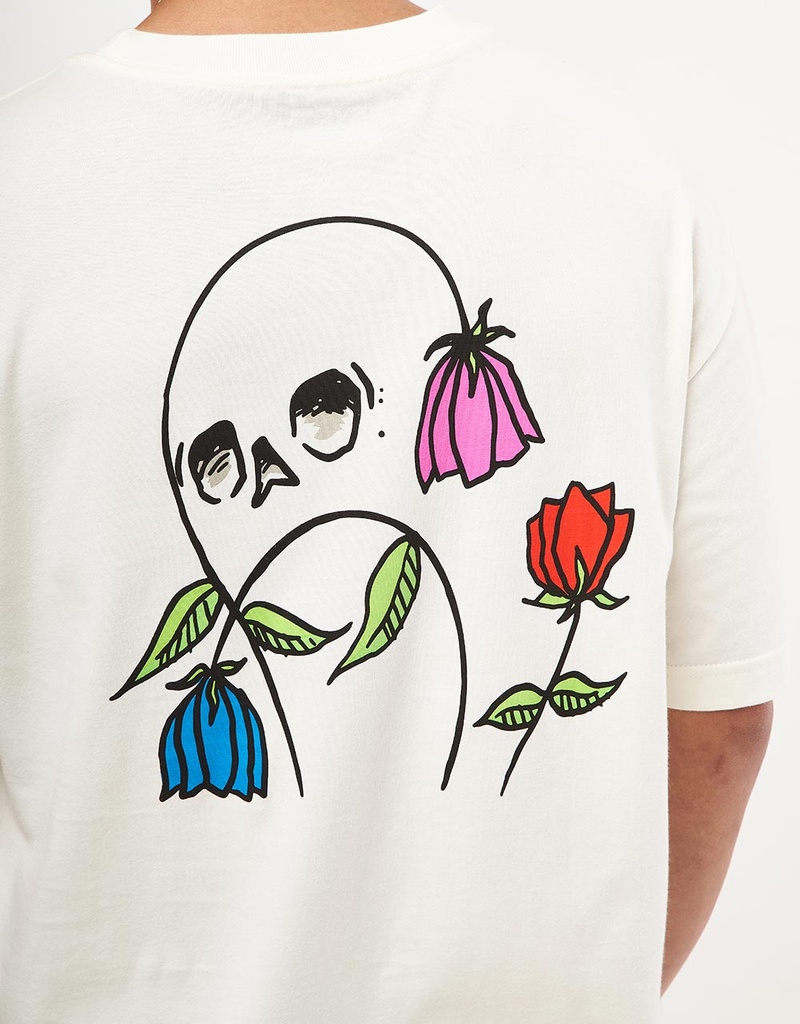 CAMISETA RVCA FLOWER SKULL SS TEE | S | ANTQ WHITE