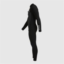 3/2 CHEST ZIP F BLK - S